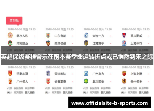 英超保级赛程警示在前本赛季命运转折点或已悄然到来之际 英超保级赛程警示在前本赛季命运转折点或已悄然到来之际